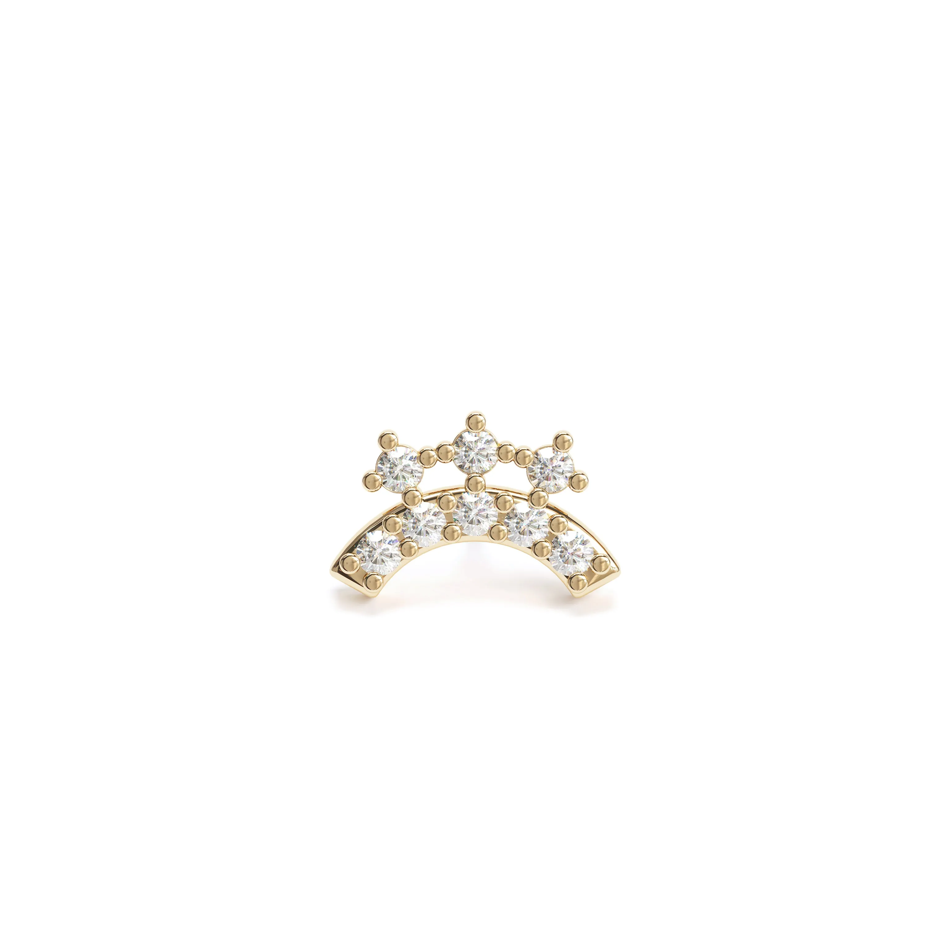 14K Gold Diamond Curved Stud