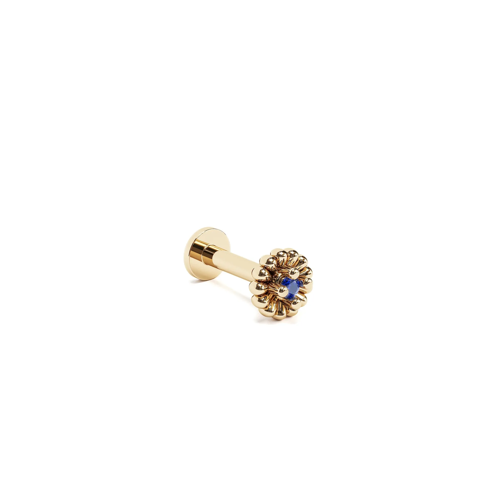 14K Gold Sapphire Abstract Floral Stud