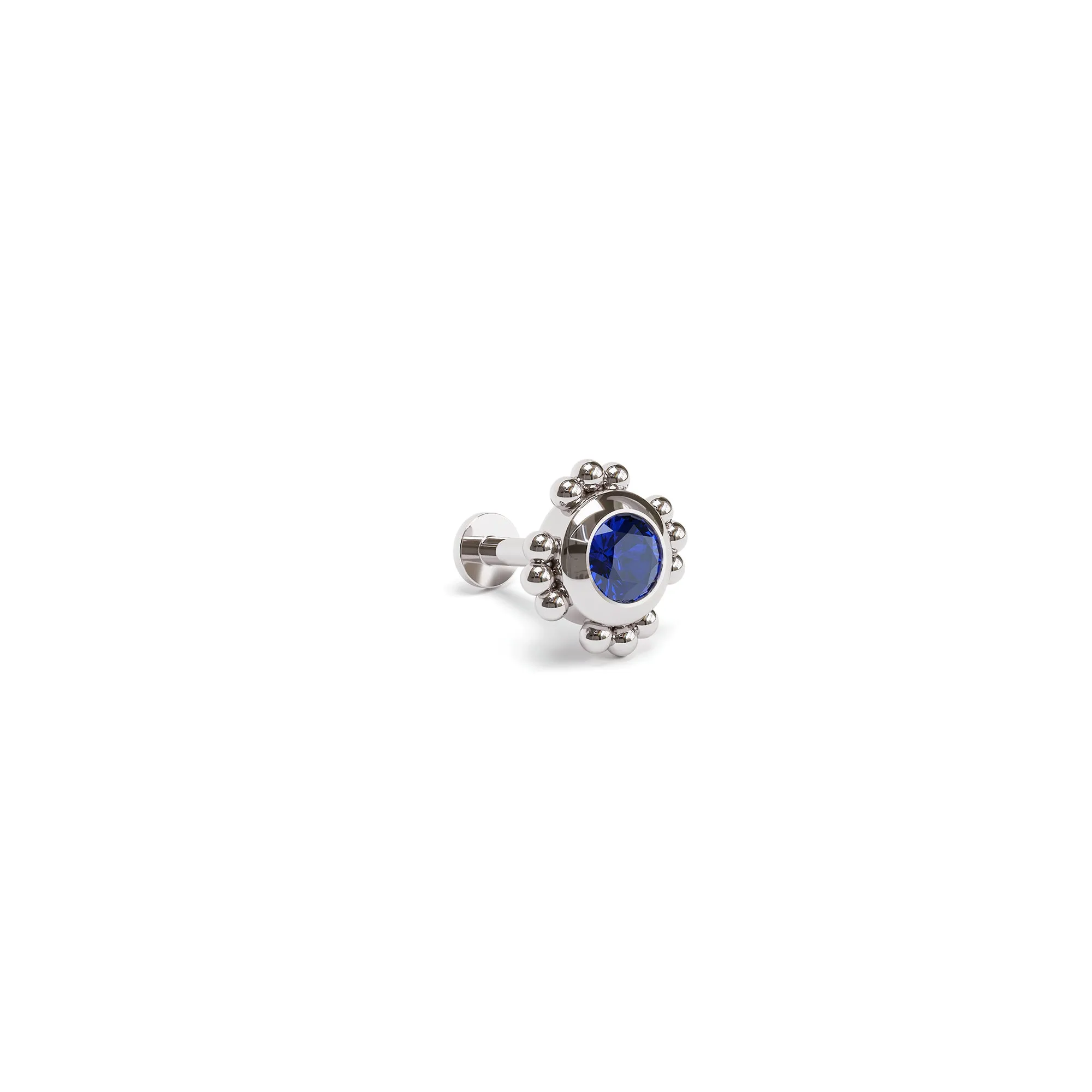 14K Gold Sapphire Beaded Stud