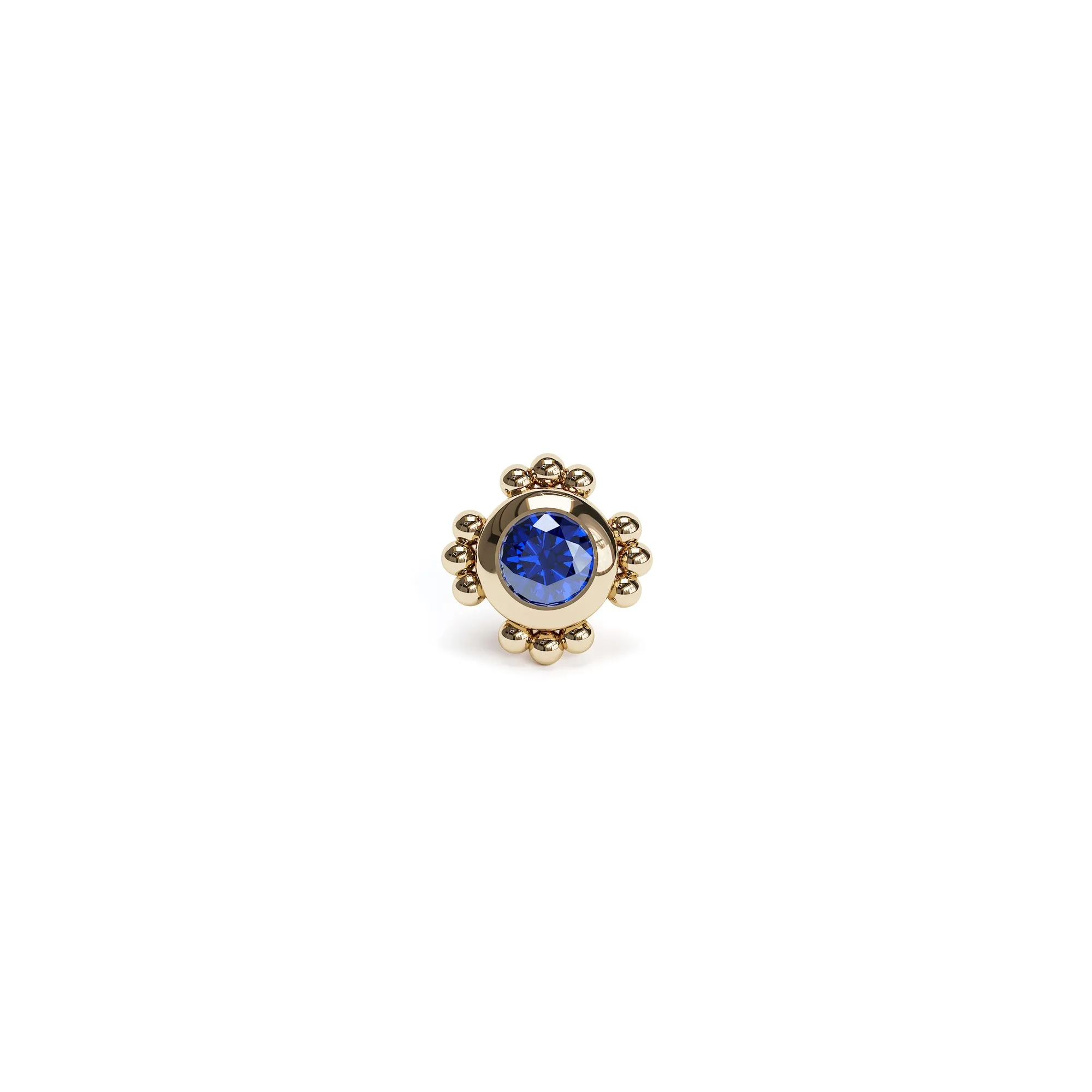 14K Gold Sapphire Beaded Stud