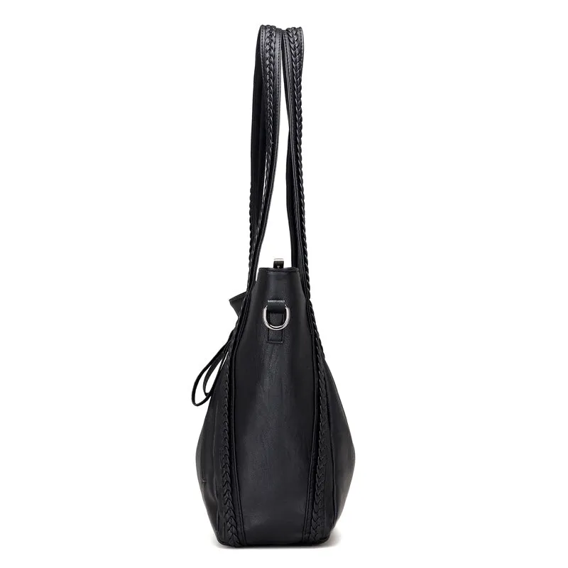 2022 High Quality Soft Leather Large Pocket Casual Handbag Women'S Handbag Shoulder Bag Large Capaci