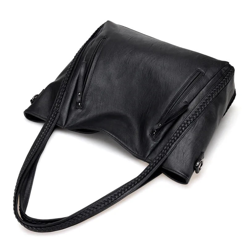 2022 High Quality Soft Leather Large Pocket Casual Handbag Women'S Handbag Shoulder Bag Large Capaci