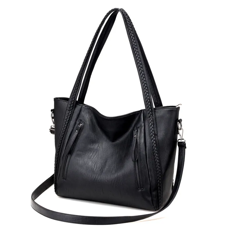 2022 High Quality Soft Leather Large Pocket Casual Handbag Women'S Handbag Shoulder Bag Large Capaci