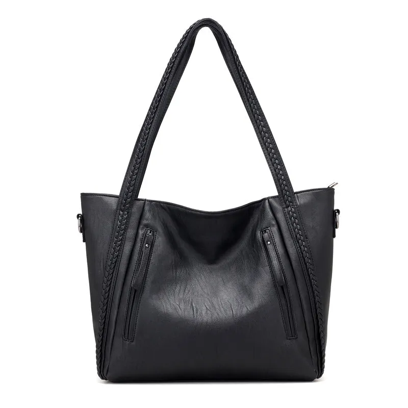 2022 High Quality Soft Leather Large Pocket Casual Handbag Women'S Handbag Shoulder Bag Large Capaci