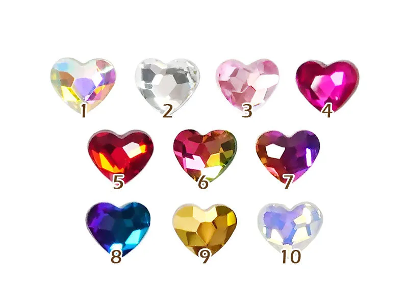 5 x 6mm Heart Flatback Crystal - 5 pcs