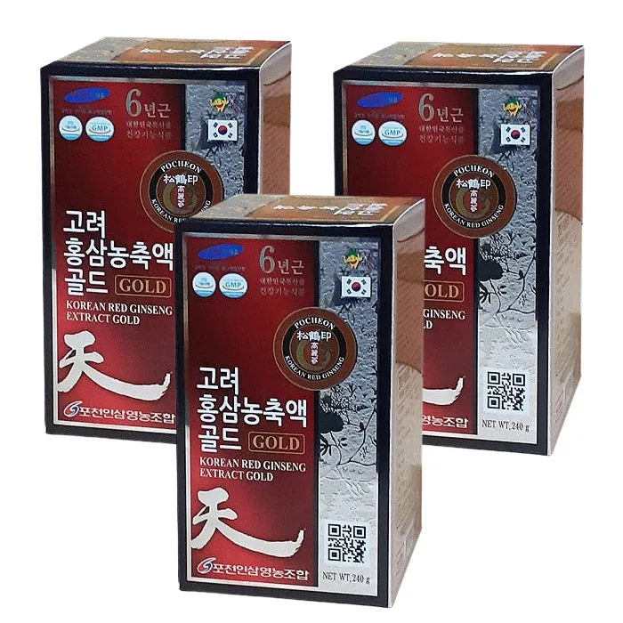 6 Bottles POCHEON Korean Red ginseng Extract Gold 240g Health supplements blood flow memory antioxidant immunity fatigue improvement Drink Study