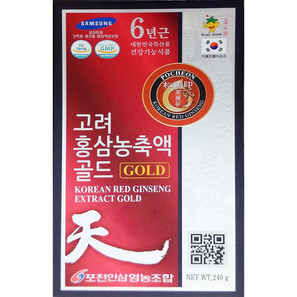 6 Bottles POCHEON Korean Red ginseng Extract Gold 240g Health supplements blood flow memory antioxidant immunity fatigue improvement Drink Study