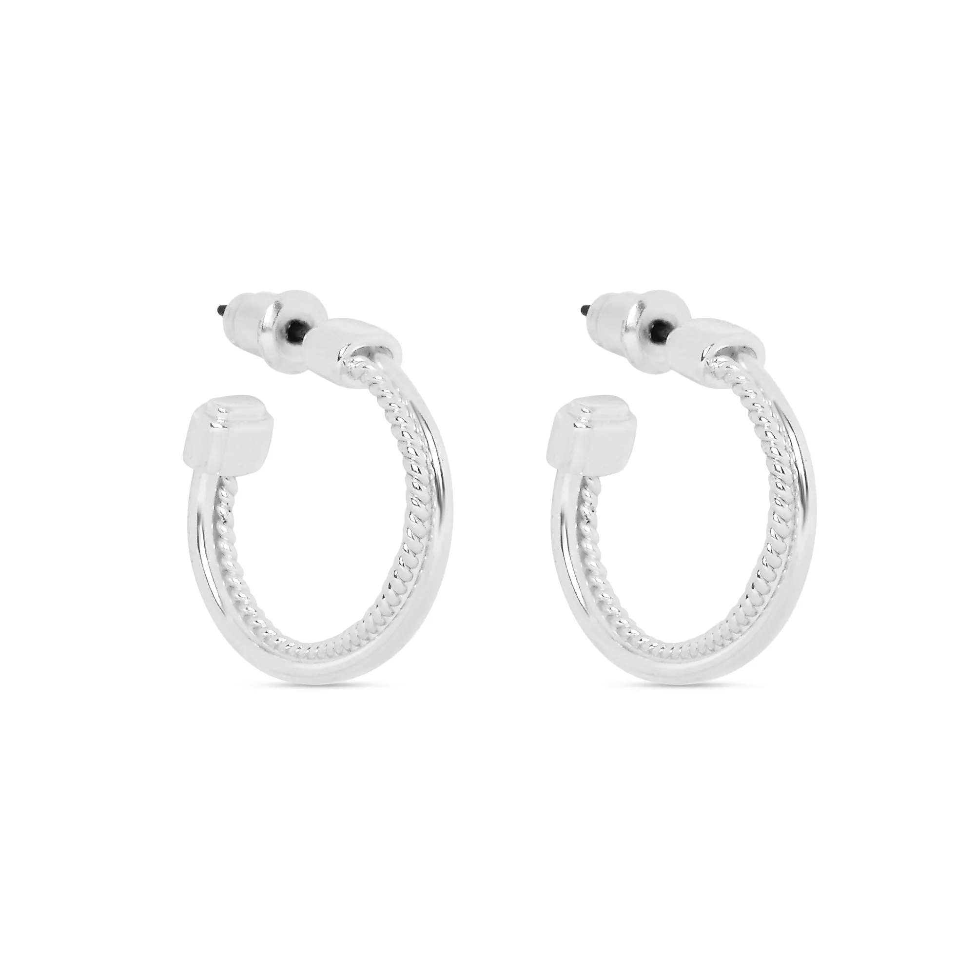 925 Sterling Silver-Plated Thin Twisted Hoops