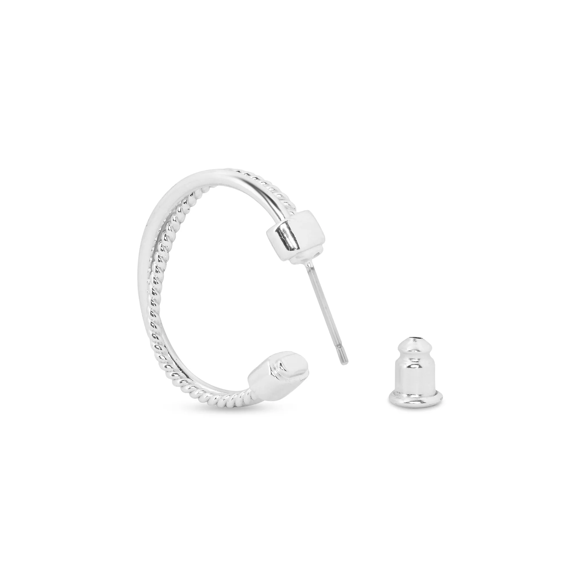 925 Sterling Silver-Plated Thin Twisted Hoops