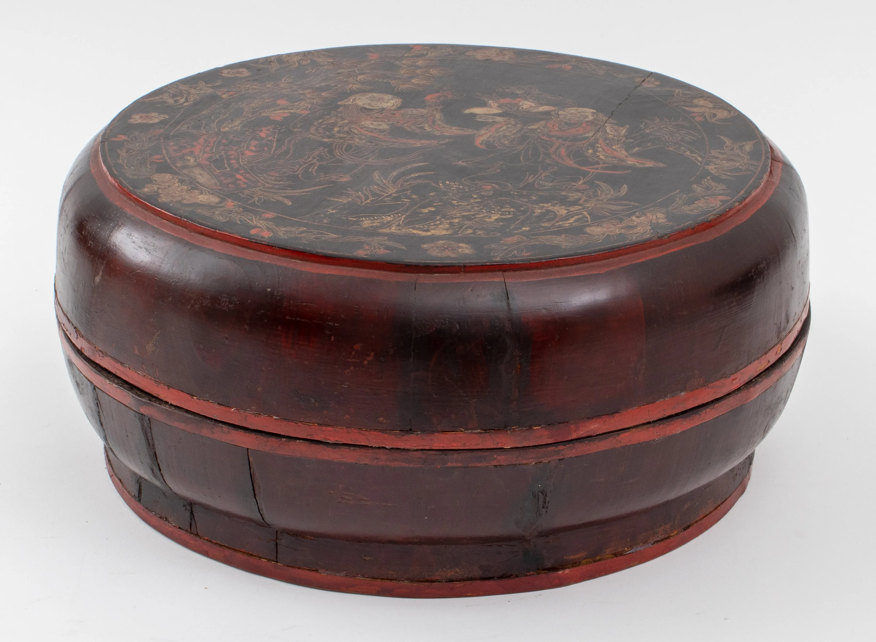 A Japanese Lacquered Drum-Shaped Box