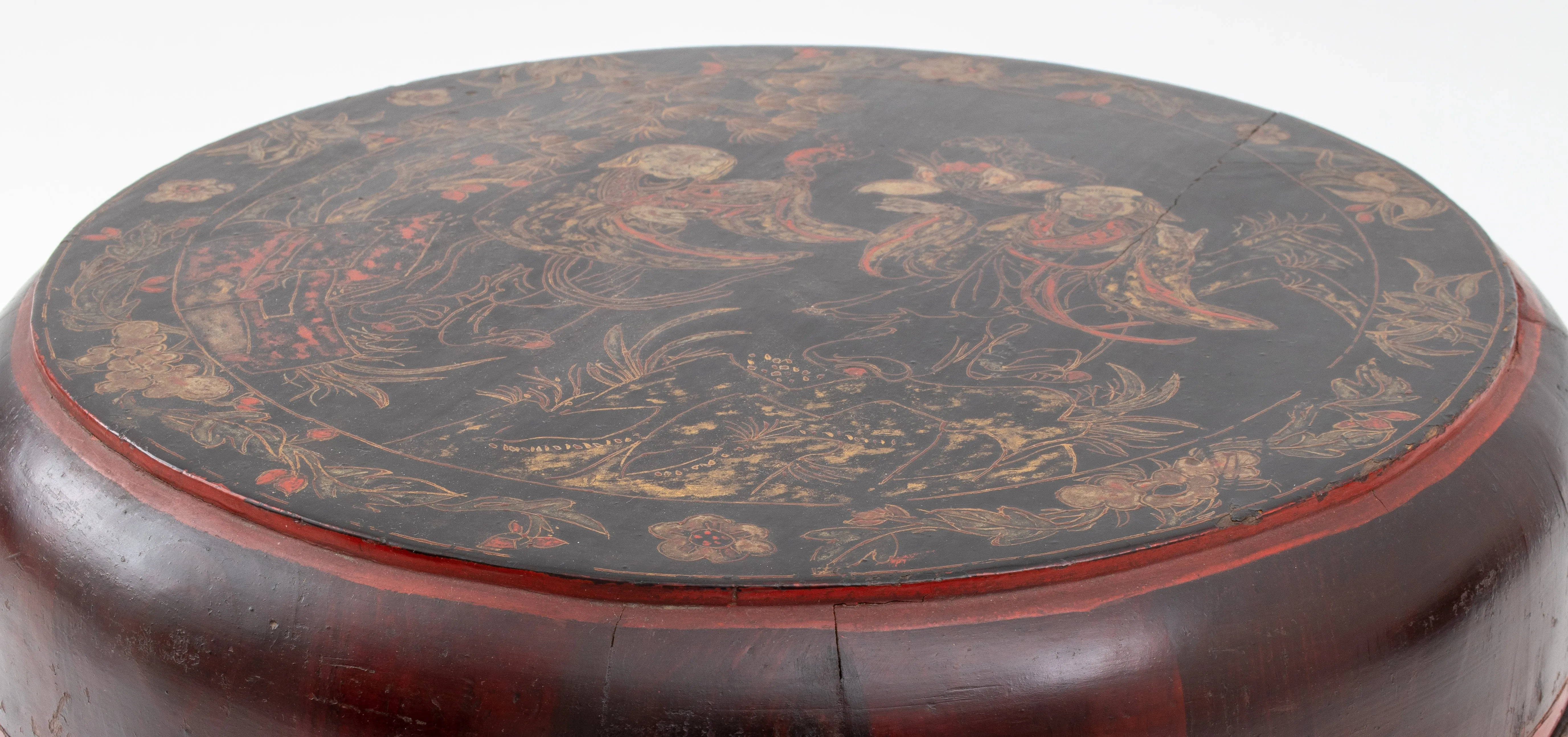 A Japanese Lacquered Drum-Shaped Box