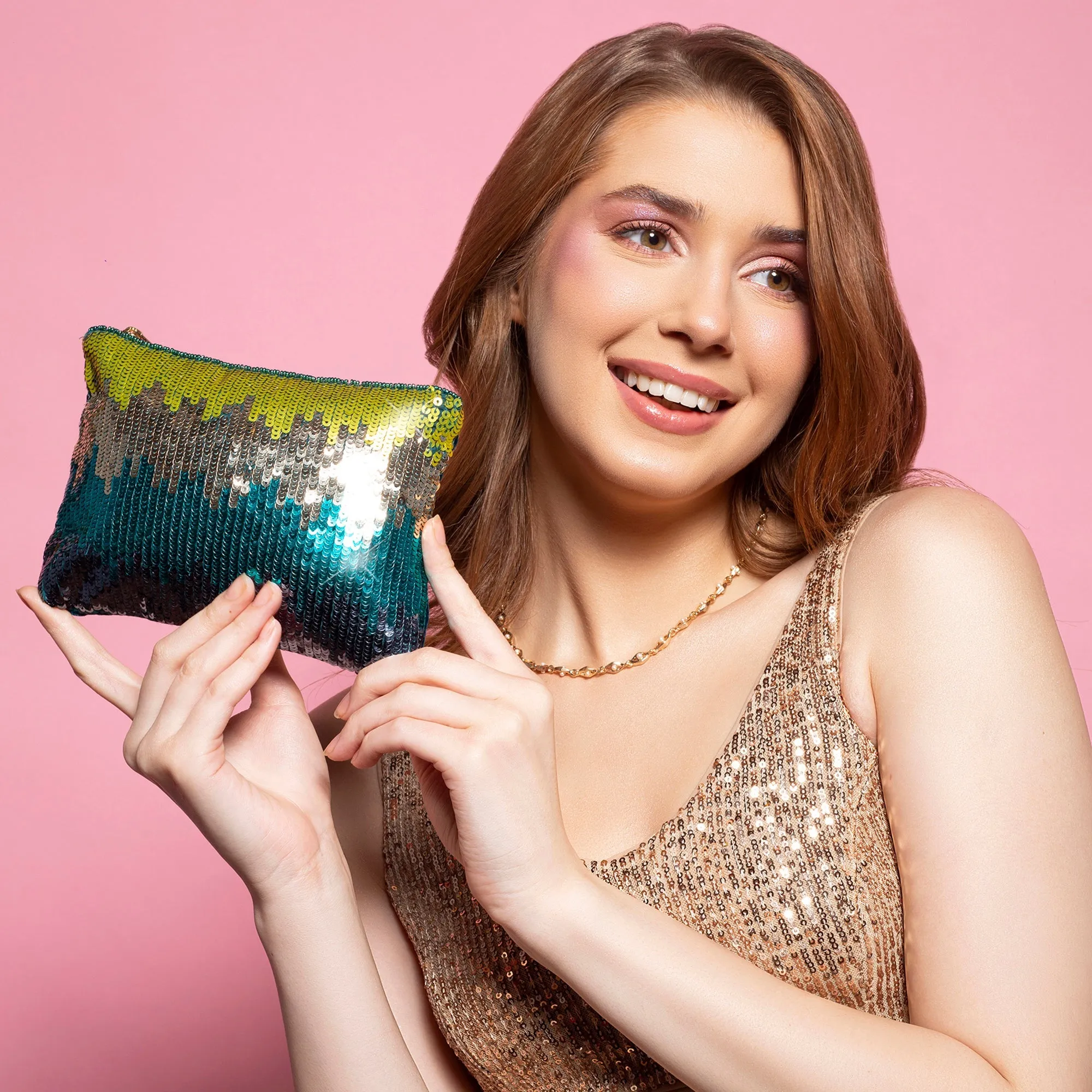 Accessorize London Women's Ombre Sequin Pouch