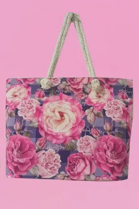 Annah Stretton Navy Peony Beach Bag