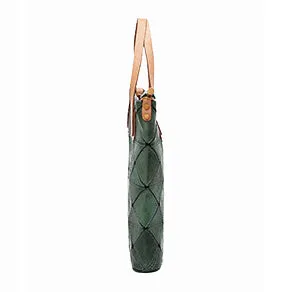 Argyle Splicing Vegetable-Tanned Leather Bag,Top Grain Leather Tote Crossbody Bag For Women