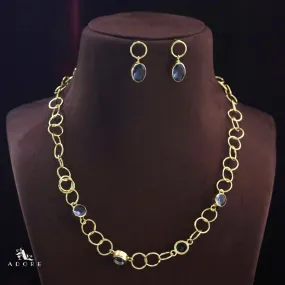 Aubria Circle Long Neckpiece With Earring