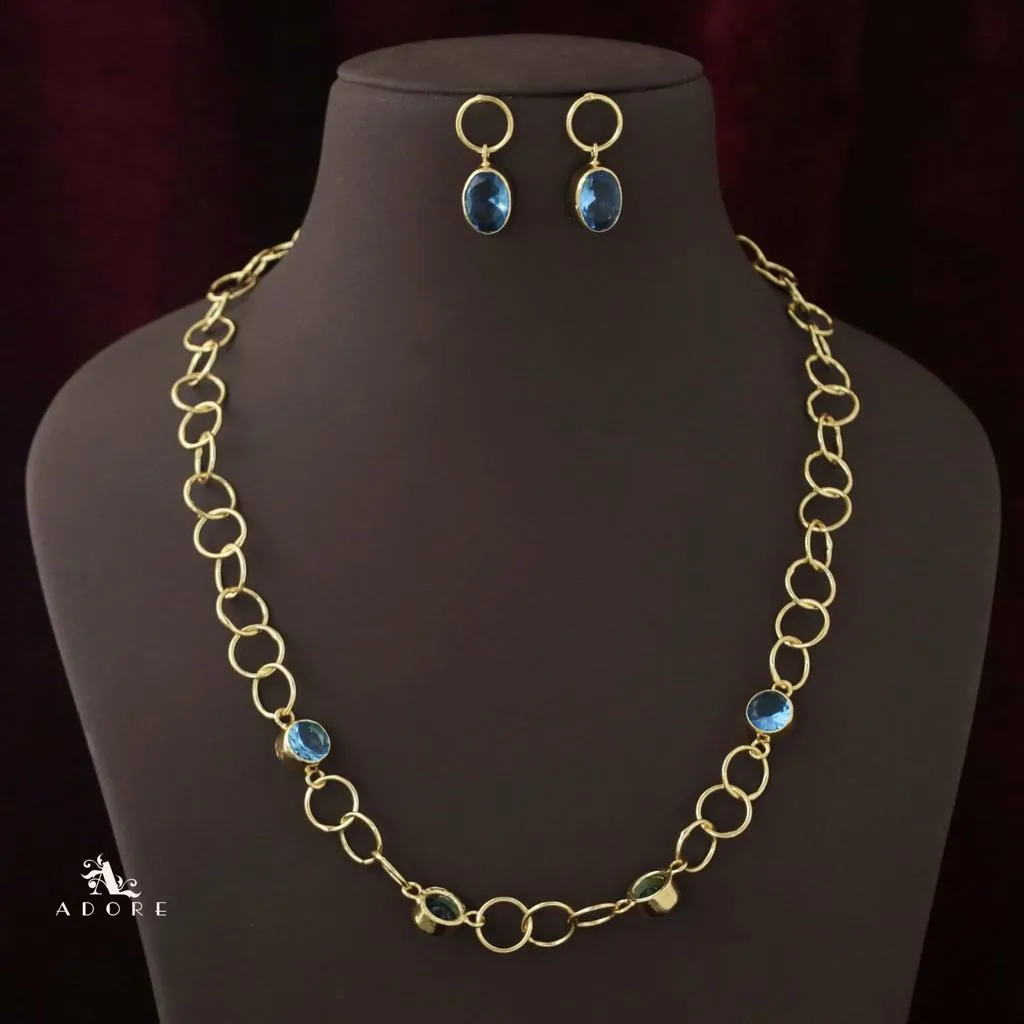 Aubria Circle Long Neckpiece With Earring