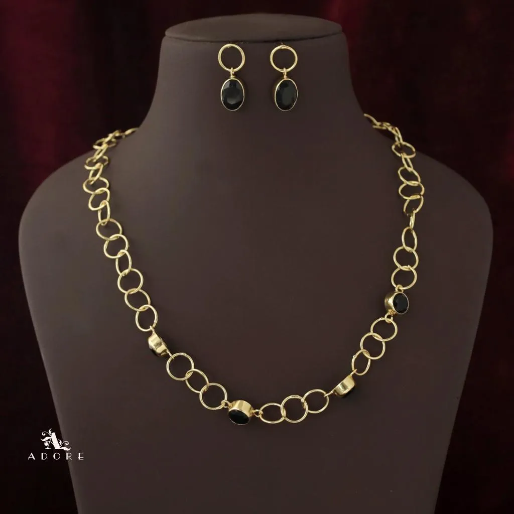 Aubria Circle Long Neckpiece With Earring