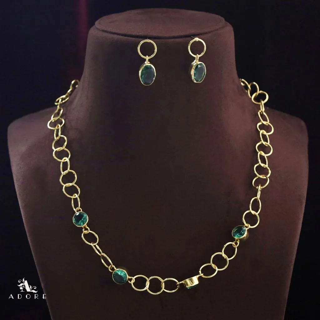 Aubria Circle Long Neckpiece With Earring