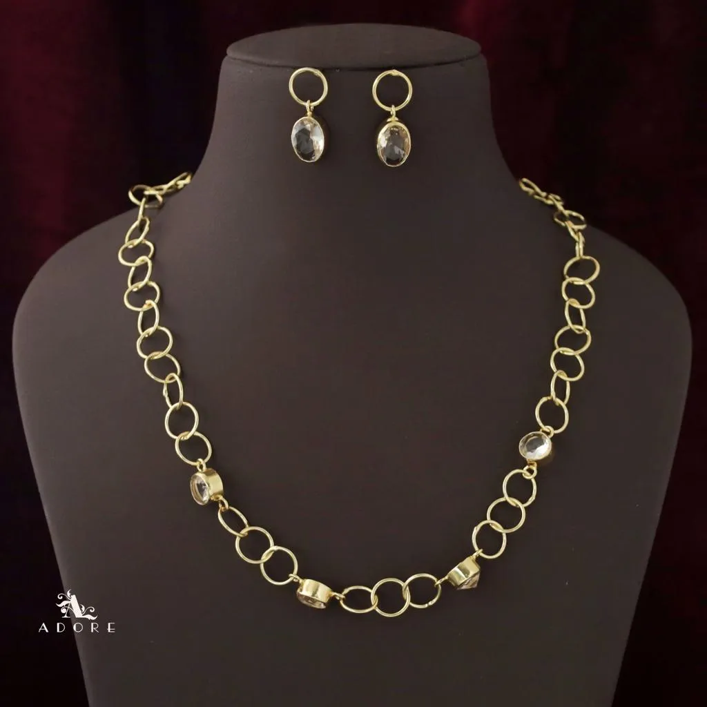 Aubria Circle Long Neckpiece With Earring