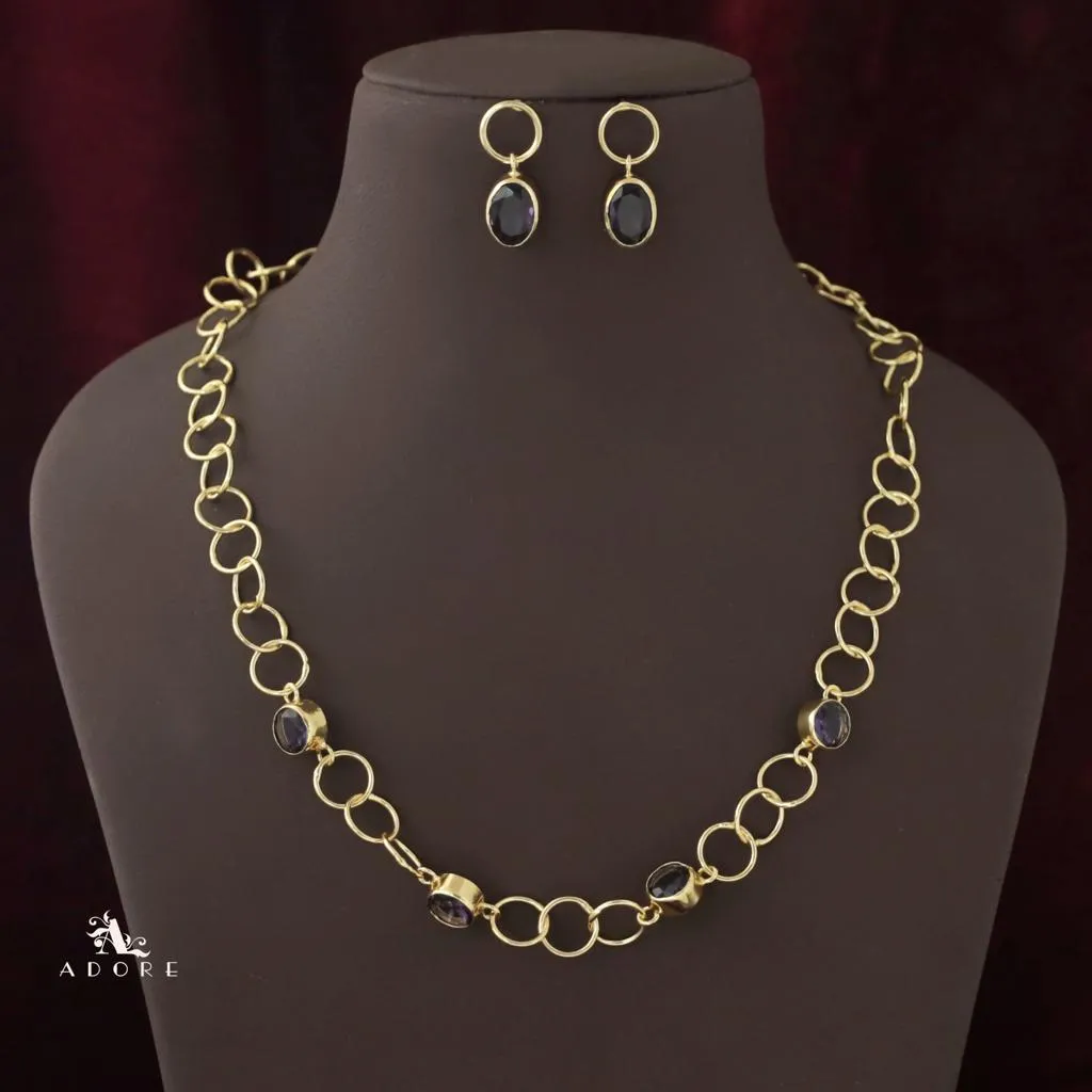 Aubria Circle Long Neckpiece With Earring