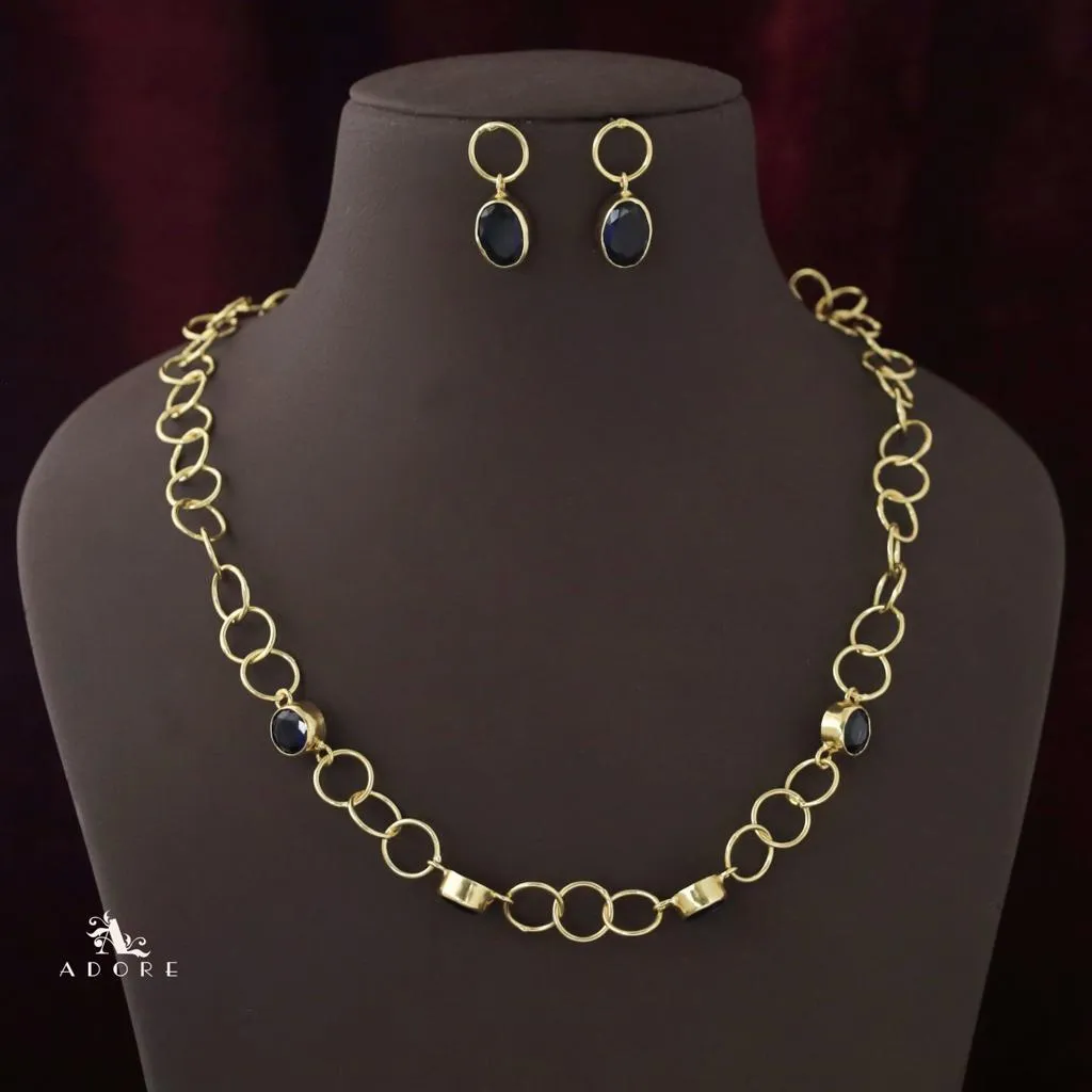 Aubria Circle Long Neckpiece With Earring