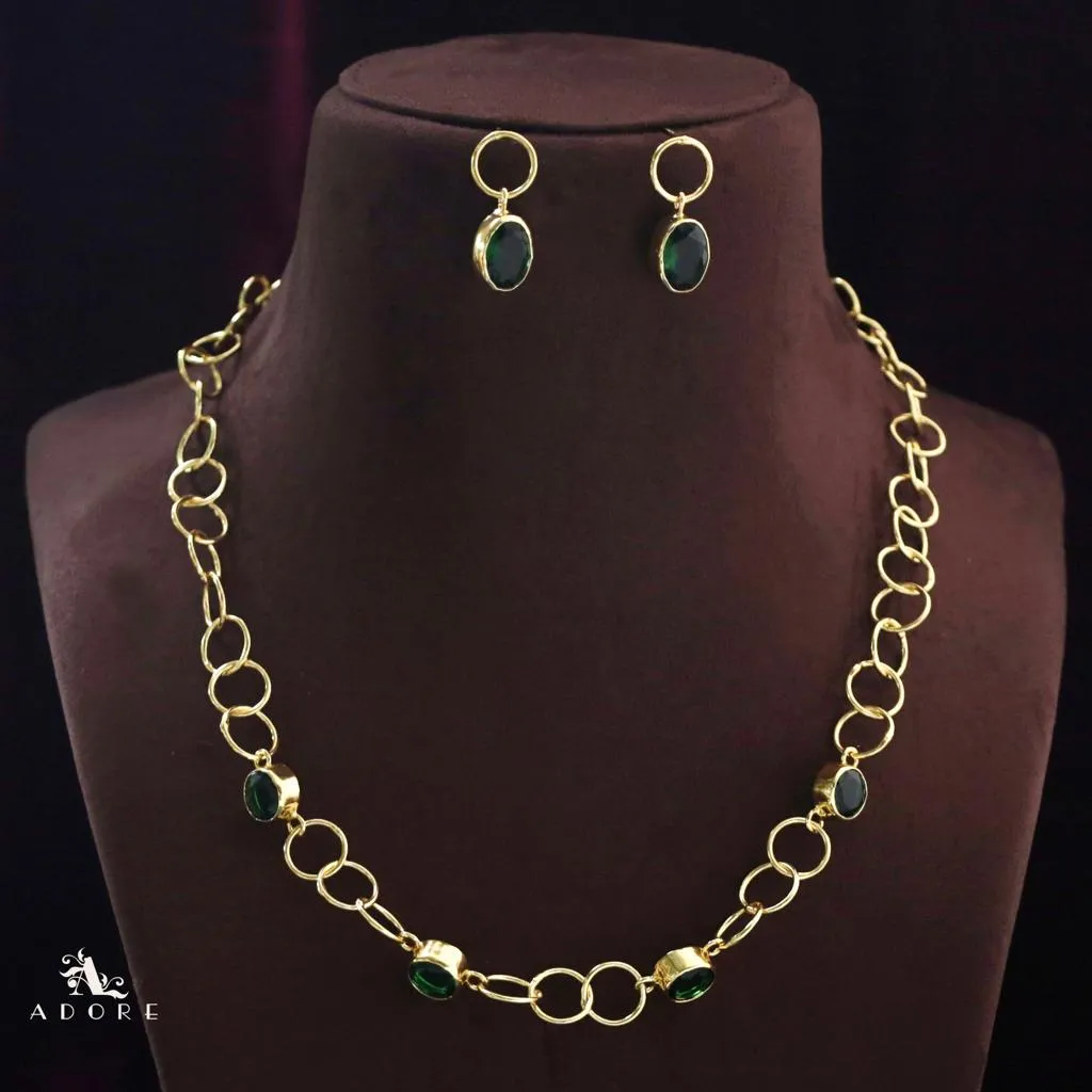 Aubria Circle Long Neckpiece With Earring