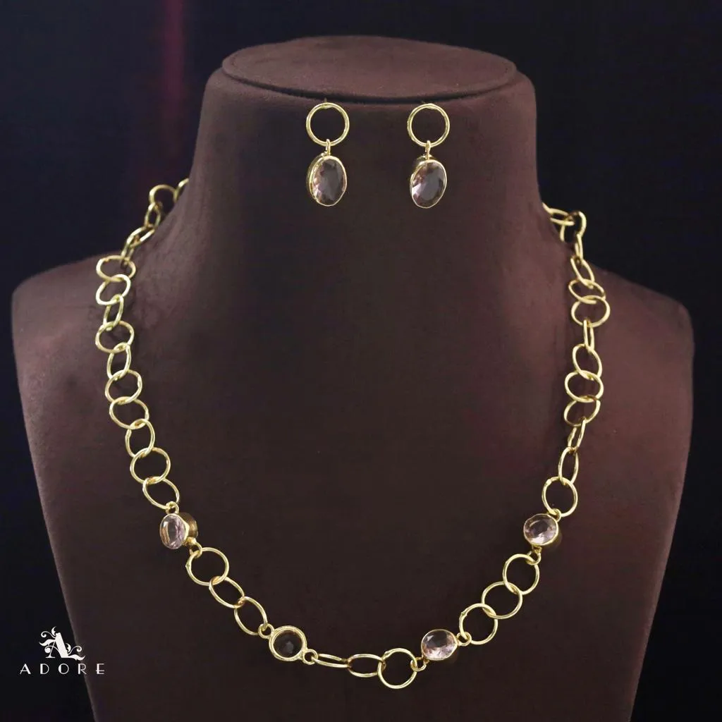 Aubria Circle Long Neckpiece With Earring