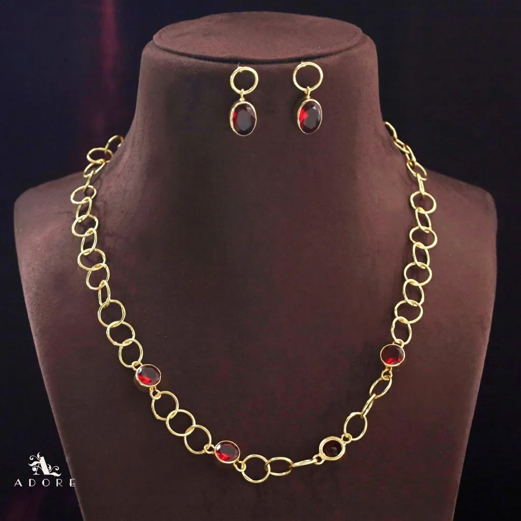 Aubria Circle Long Neckpiece With Earring