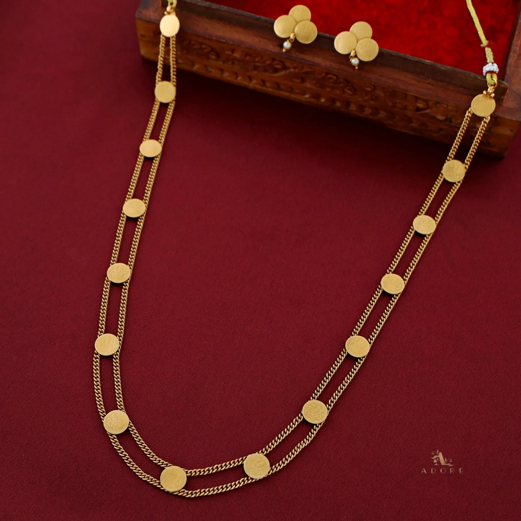 Banupriya 2 Layer Long Kashi Neckpiece With Earring