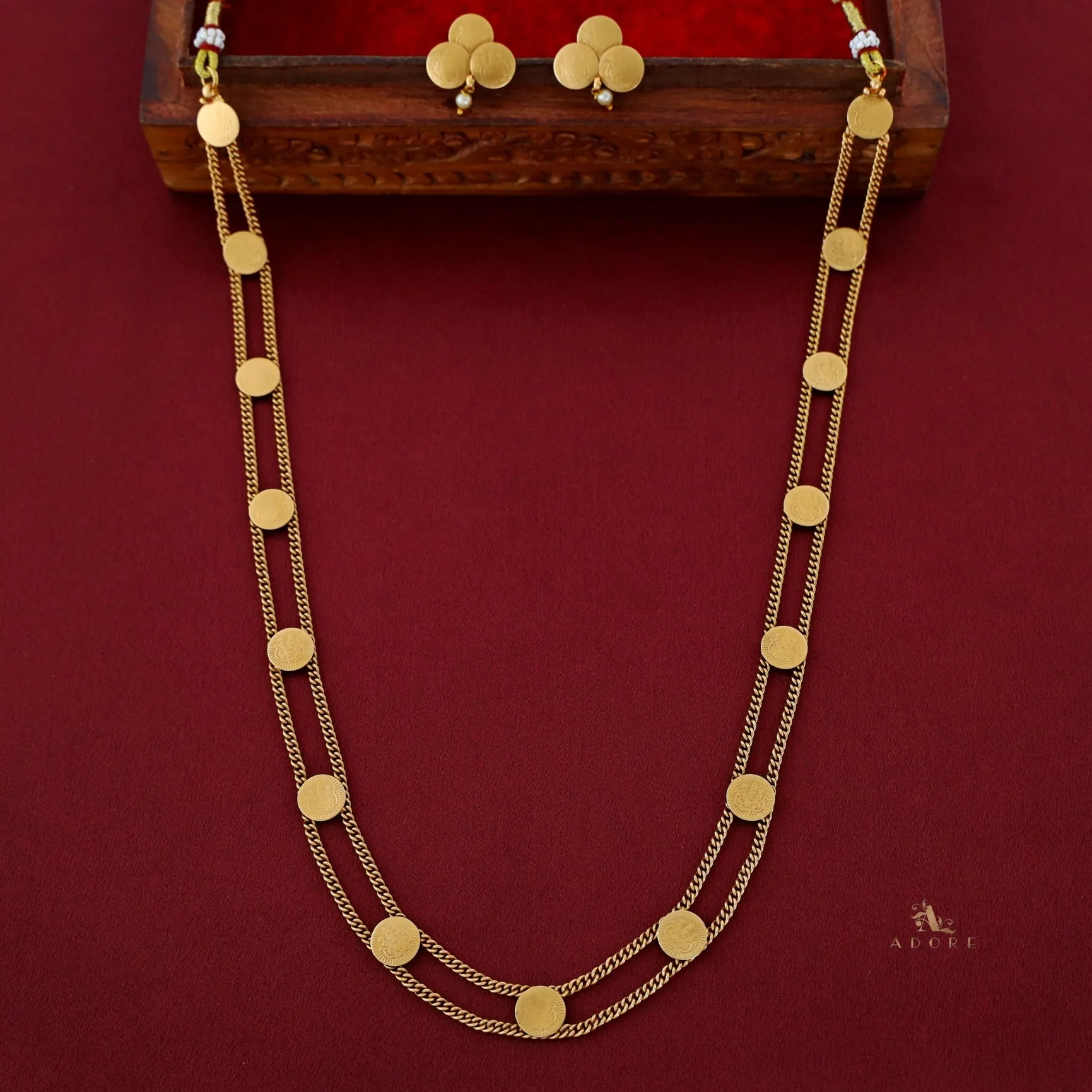 Banupriya 2 Layer Long Kashi Neckpiece With Earring