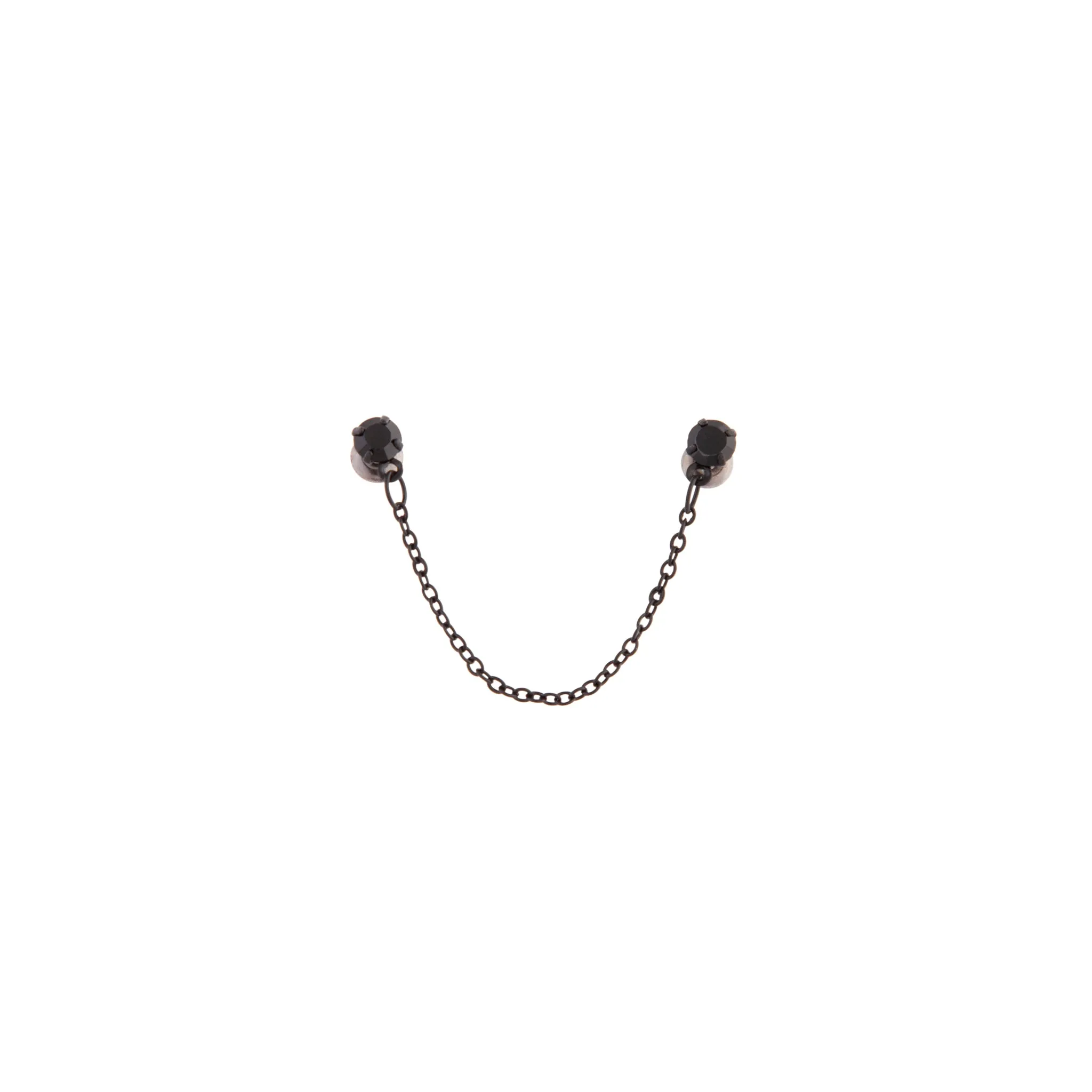 Black Double Diamante Chain Stud Earrings