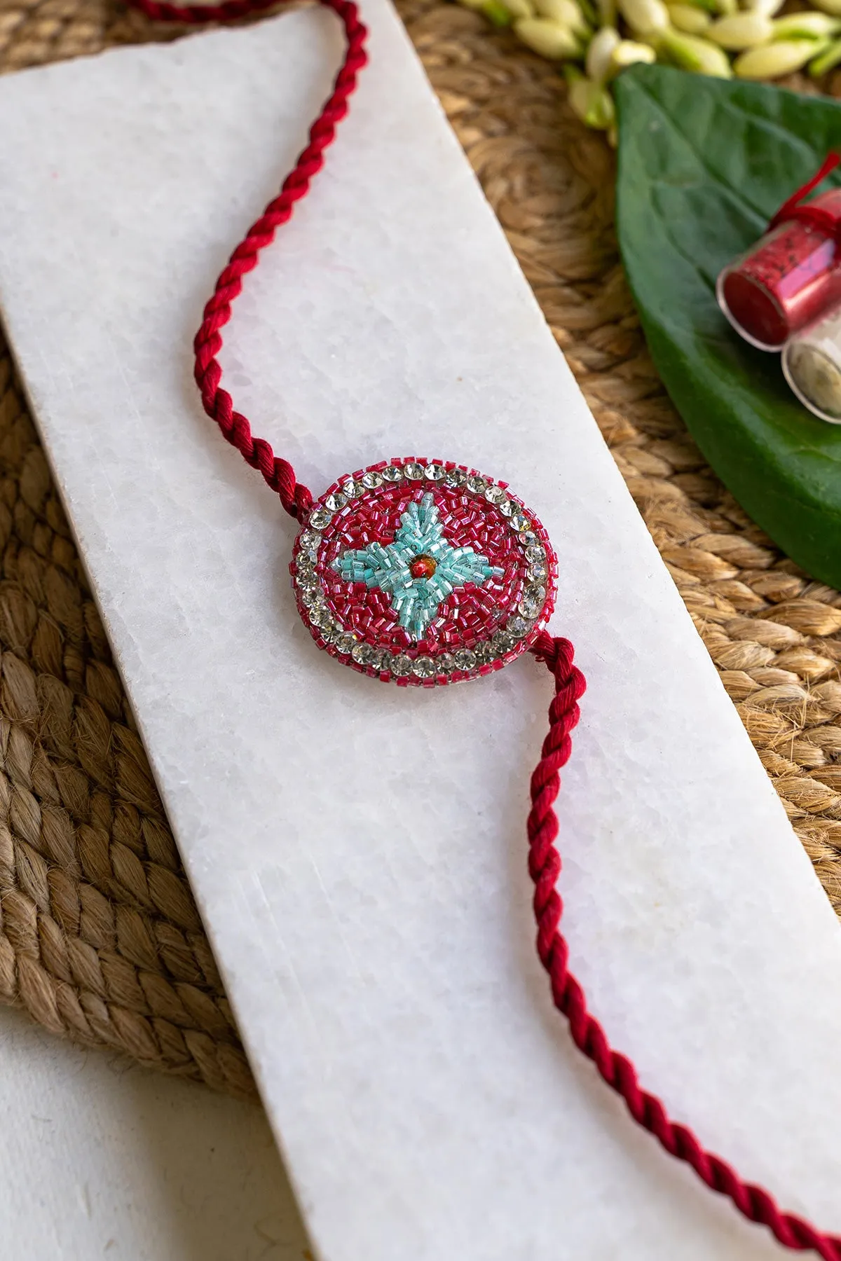 Blue Periwinkle Embroidered Rakhi