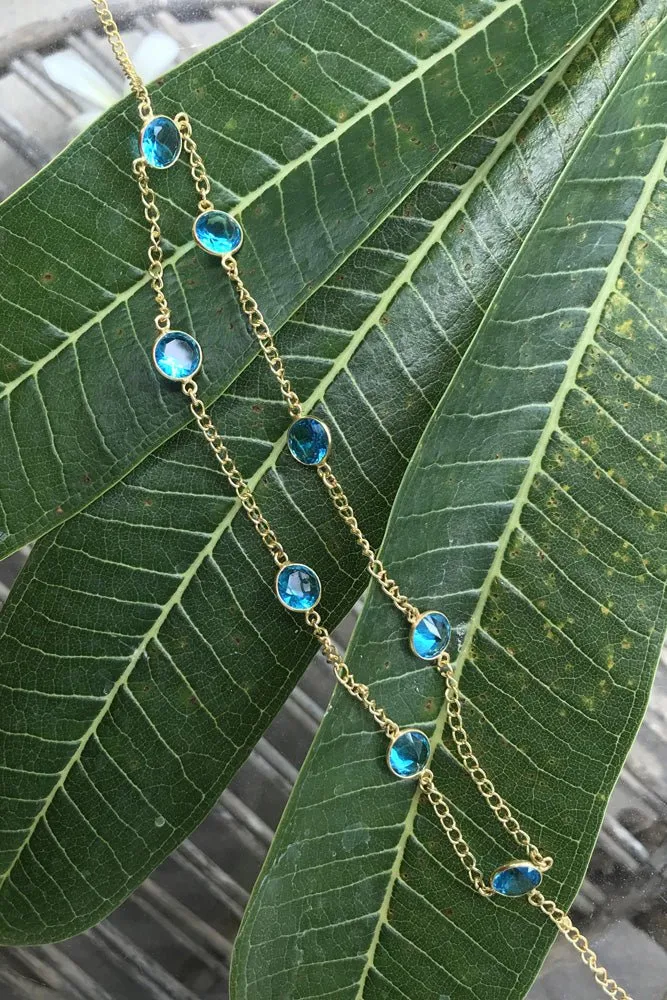 Blue Round Crystal Chain