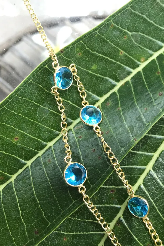 Blue Round Crystal Chain