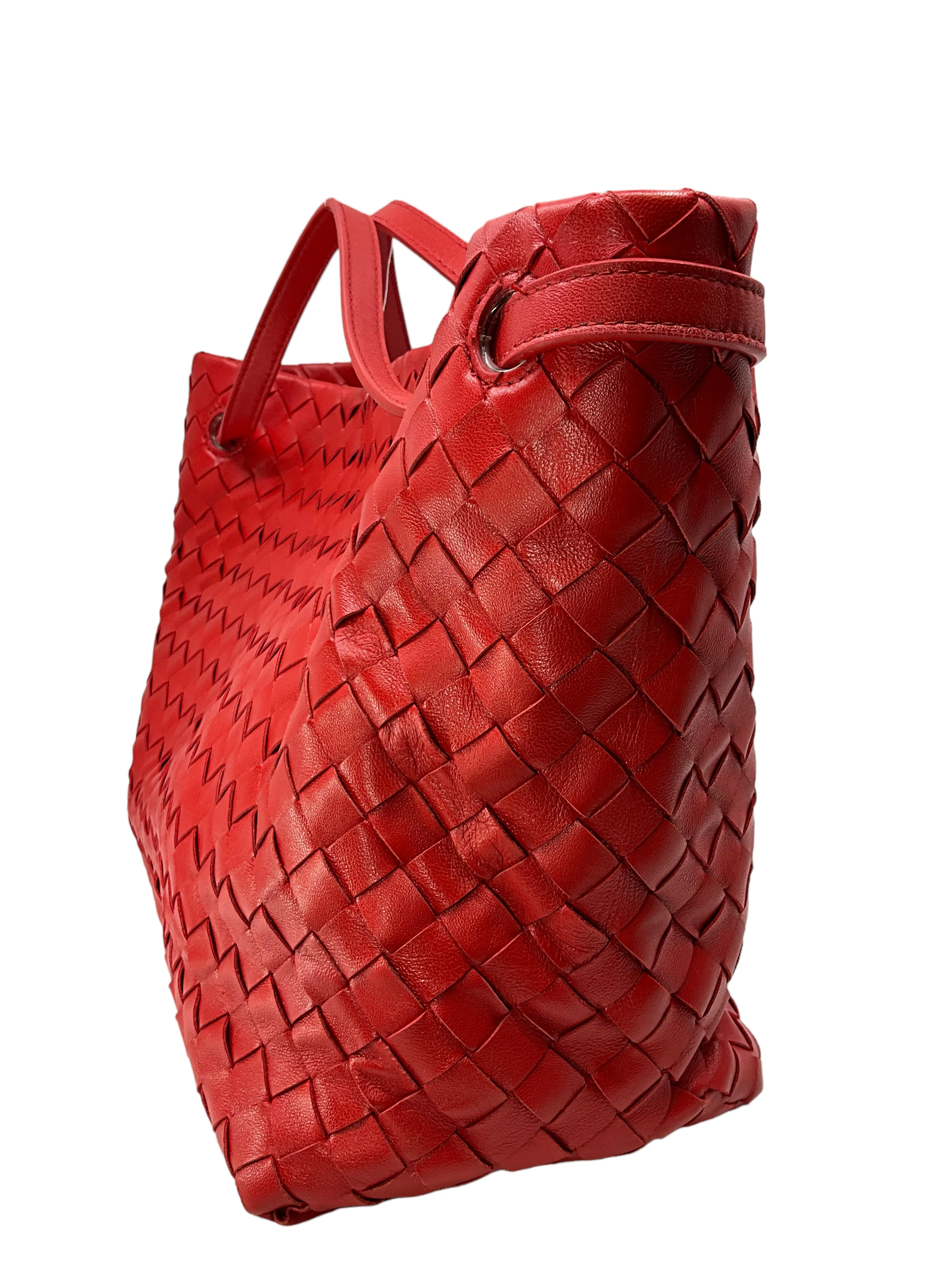 Bottega Veneta Red Intrecciato Nappa Leahter Garda Bag