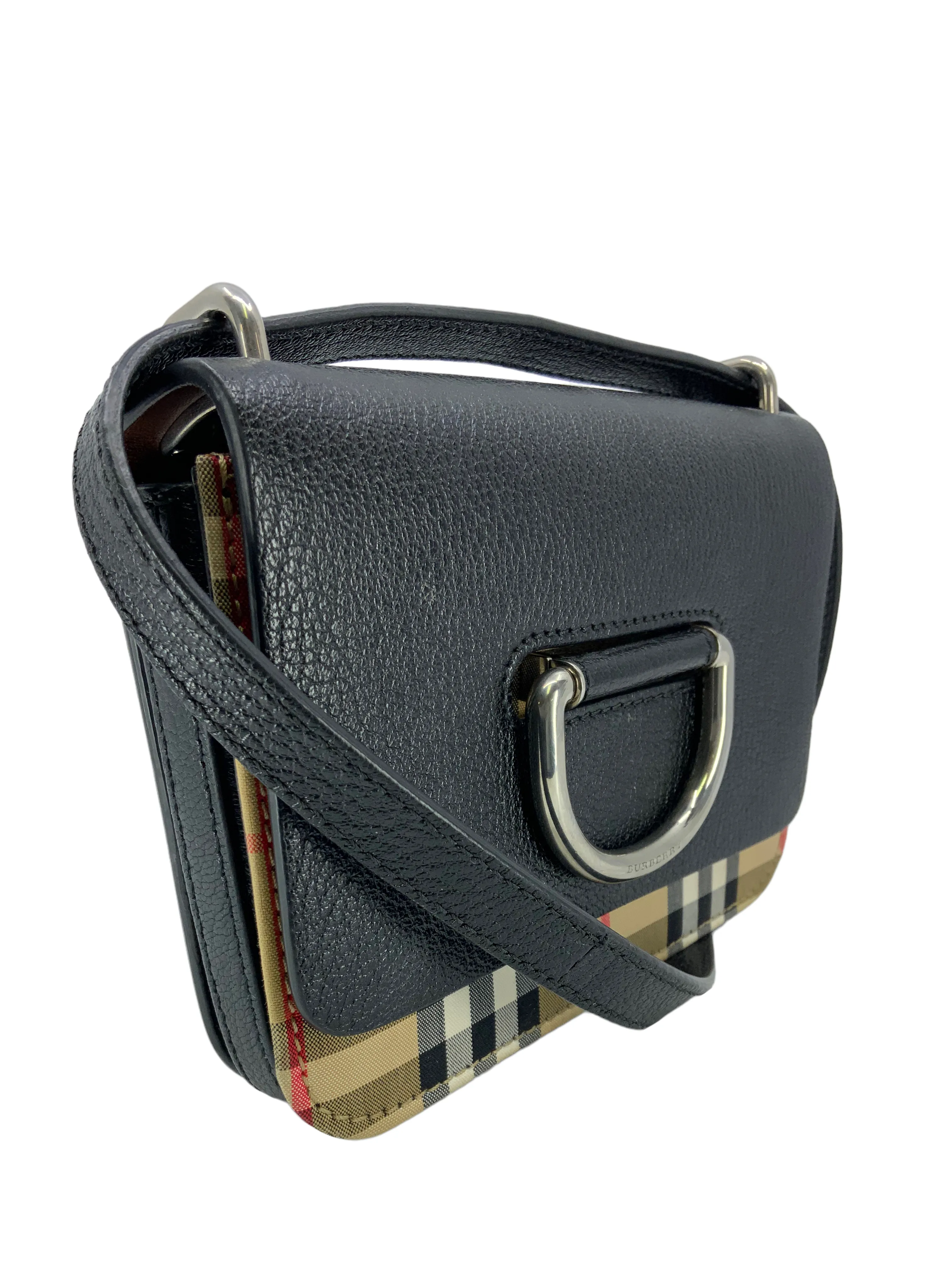 Burberry D-ring Small Checkered Canvas and Leather Crossbody Bag