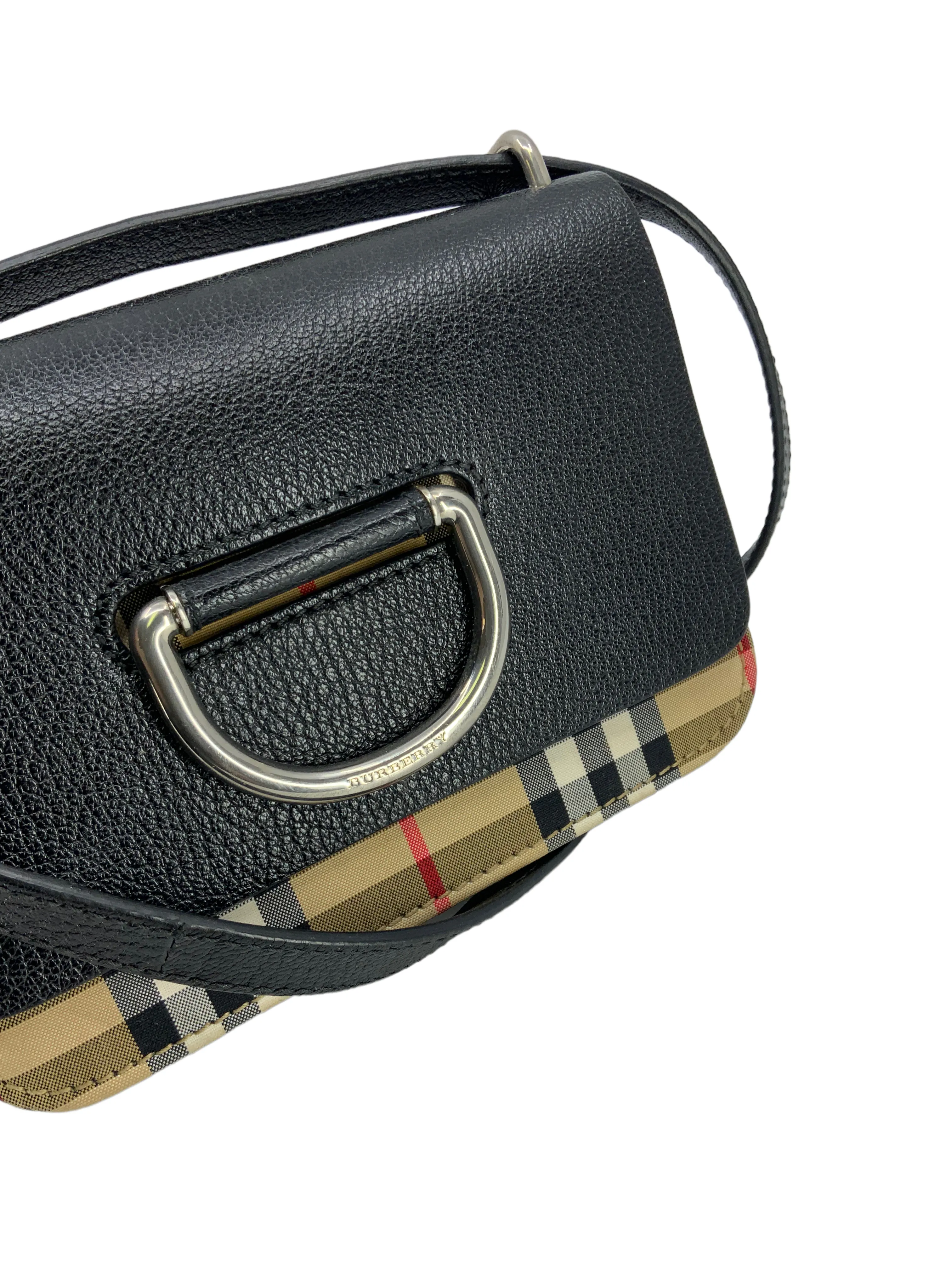 Burberry D-ring Small Checkered Canvas and Leather Crossbody Bag