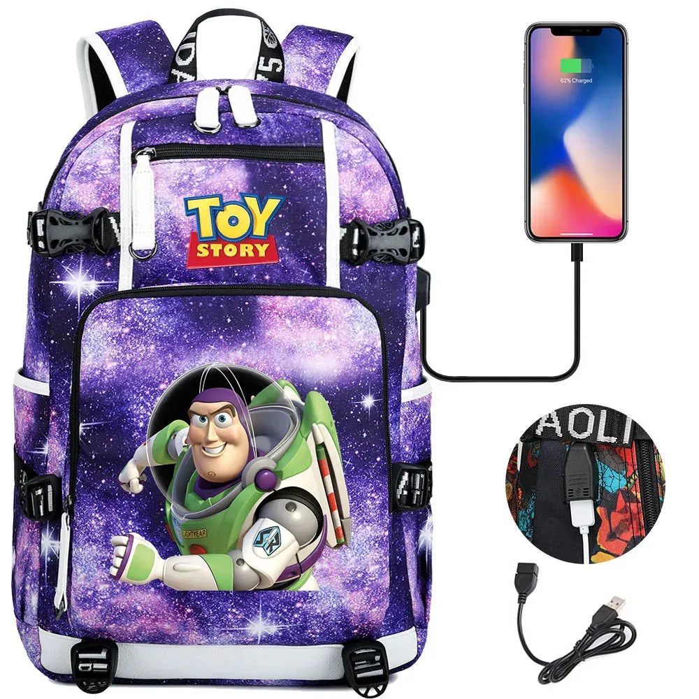 Buzz Lightyear Woody Schoolbag USB Charging Backpack