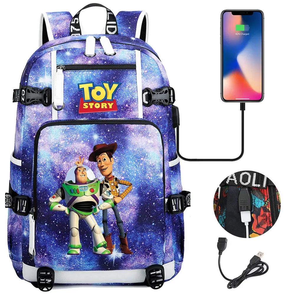 Buzz Lightyear Woody Schoolbag USB Charging Backpack