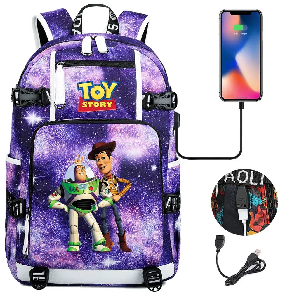 Buzz Lightyear Woody Schoolbag USB Charging Backpack