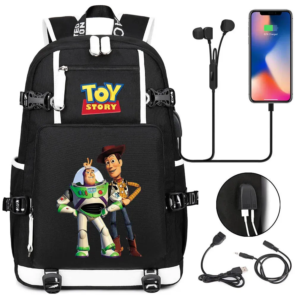 Buzz Lightyear Woody Schoolbag USB Charging Backpack