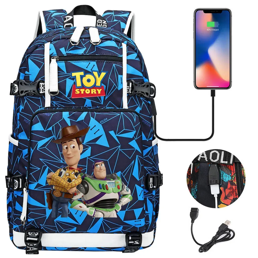 Buzz Lightyear Woody Schoolbag USB Charging Backpack