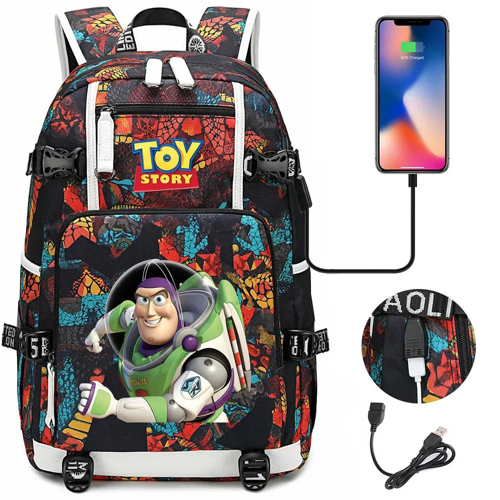 Buzz Lightyear Woody Schoolbag USB Charging Backpack