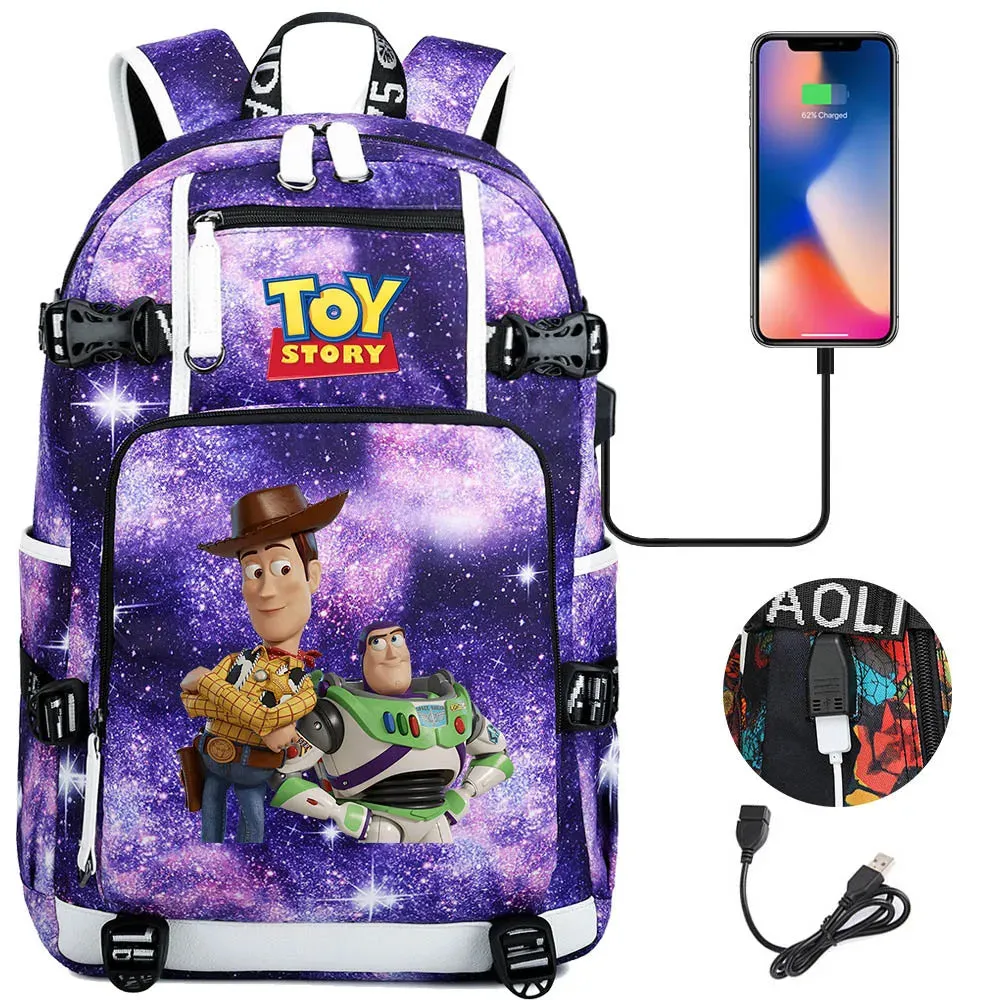 Buzz Lightyear Woody Schoolbag USB Charging Backpack