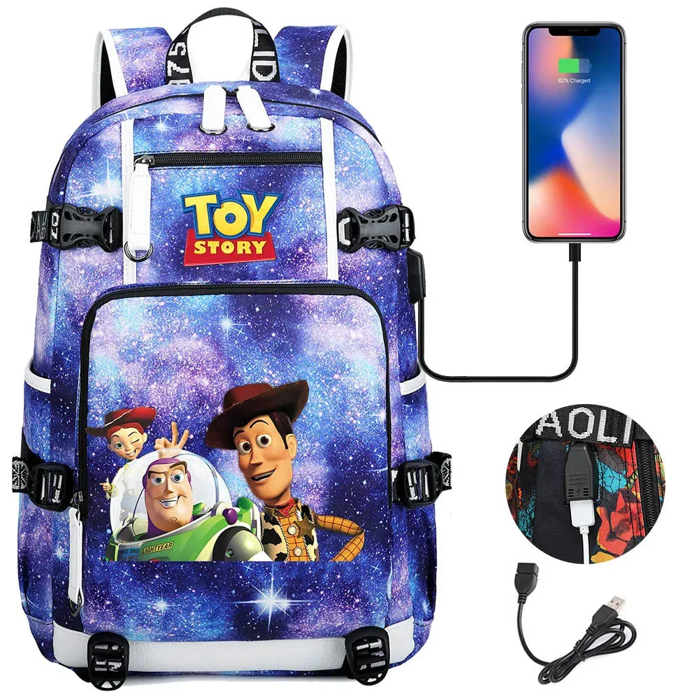 Buzz Lightyear Woody Schoolbag USB Charging Backpack