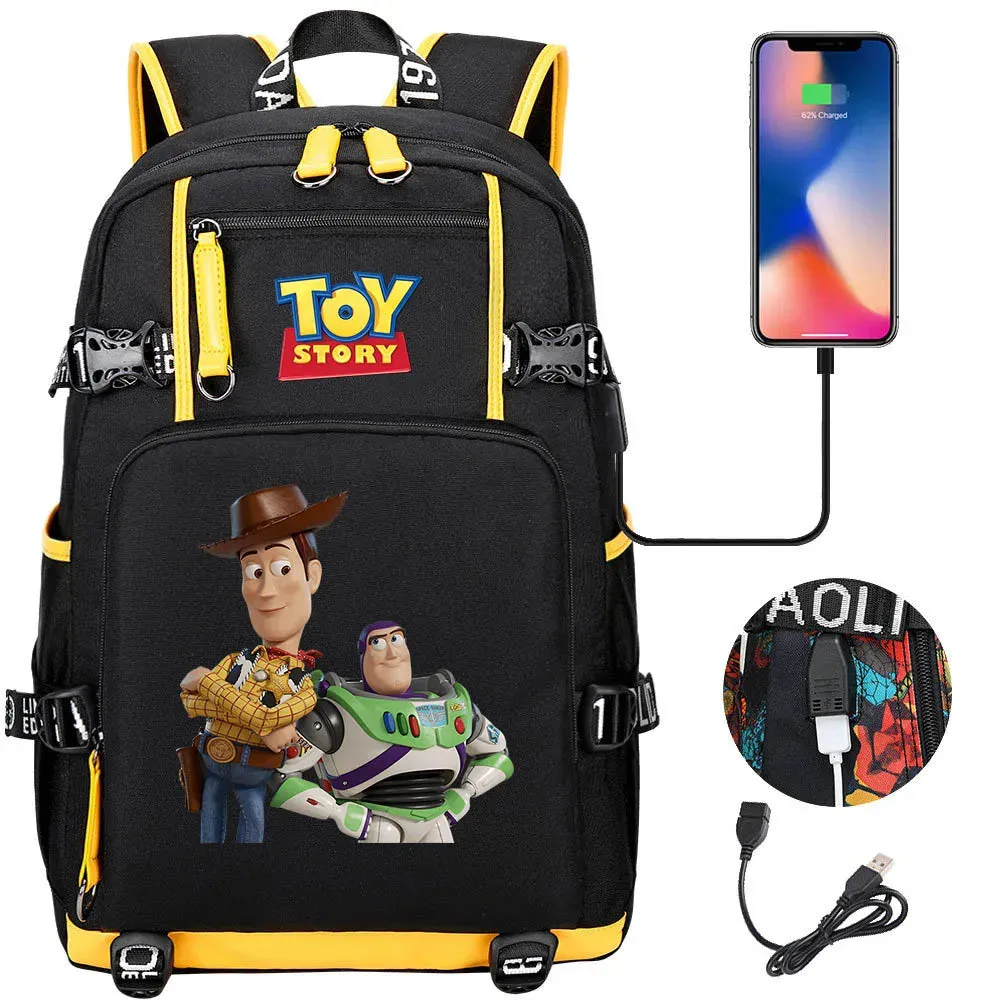 Buzz Lightyear Woody Schoolbag USB Charging Backpack