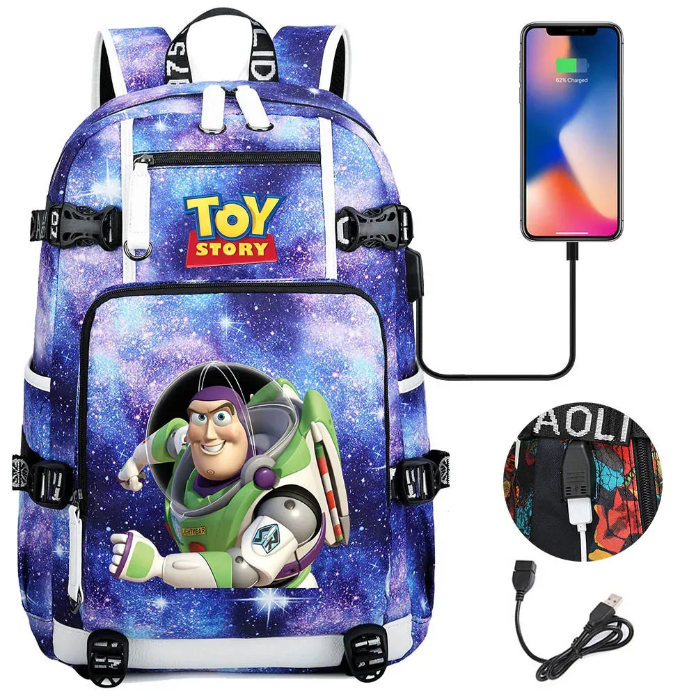 Buzz Lightyear Woody Schoolbag USB Charging Backpack