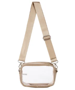 Camera Bag Style Clear Crossbody in gold