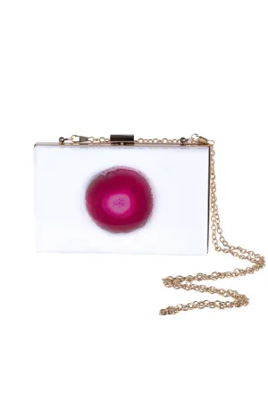 Christina Greene Pink and White Evening Clutch