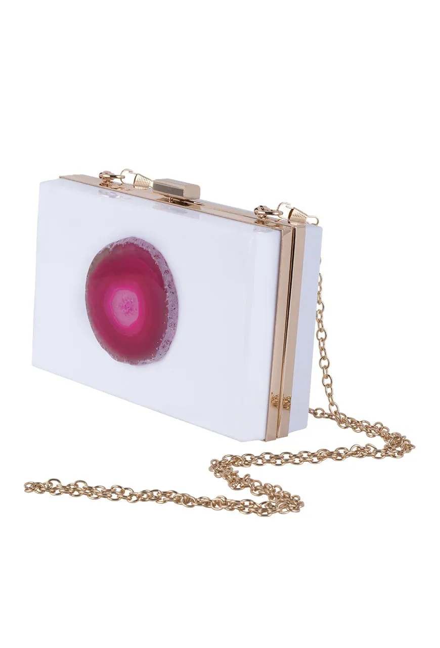 Christina Greene Pink and White Evening Clutch